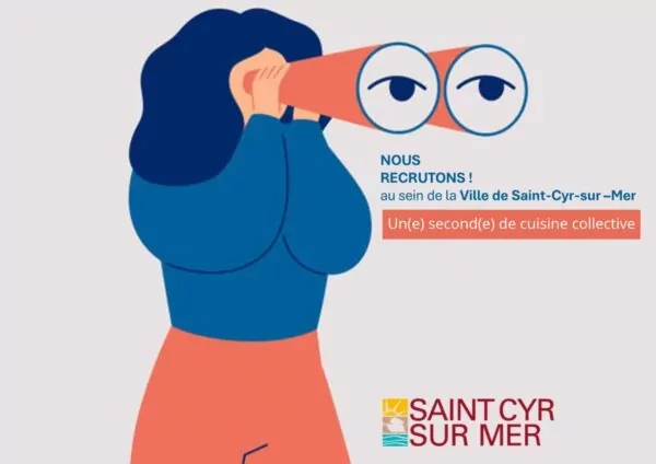 illustration représentant une femme avec des jumelles symbolisant la ville qui cherche à recruter